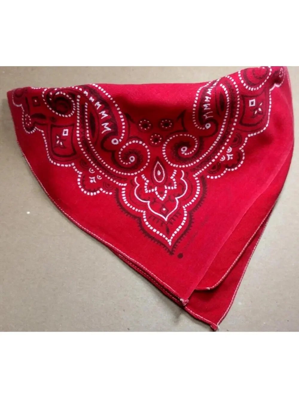 Vintage 30s 40s Red Cotton Bandana M M M's Salvage WASHFAST COLORS WHITE STITCH